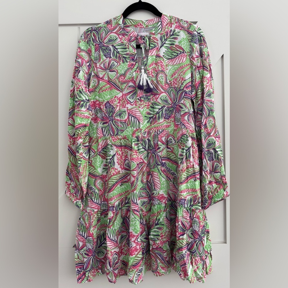 Stella Parker Collection Floral Patterned Dress in Pink and Green Sz Small - Picture 1 of 7
